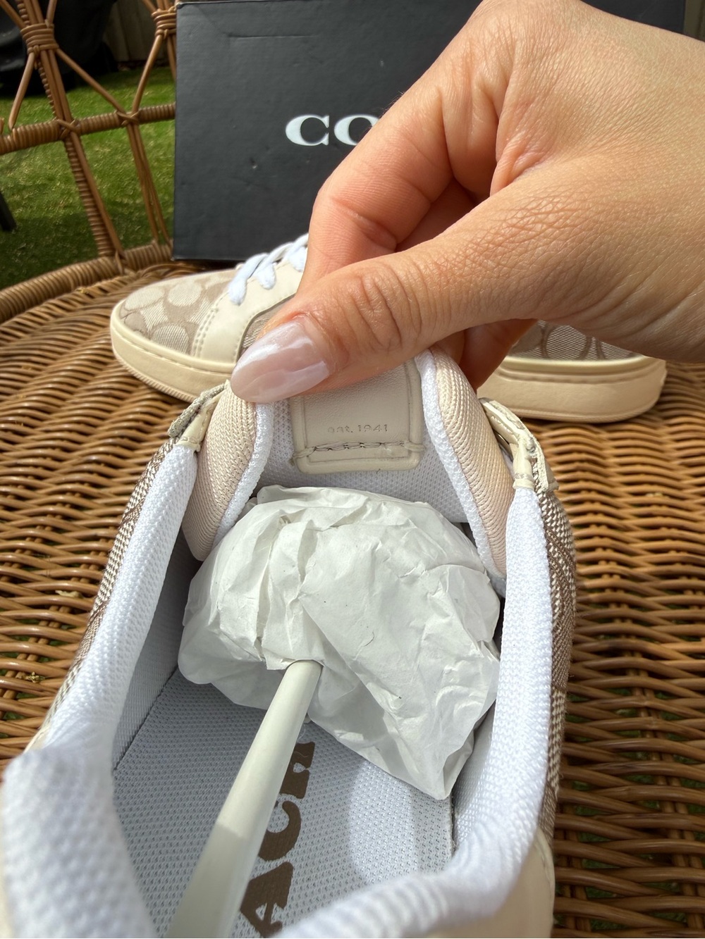 Coach Beige and Cream Signature Low-Top Sneakers - Picture 5 of 13